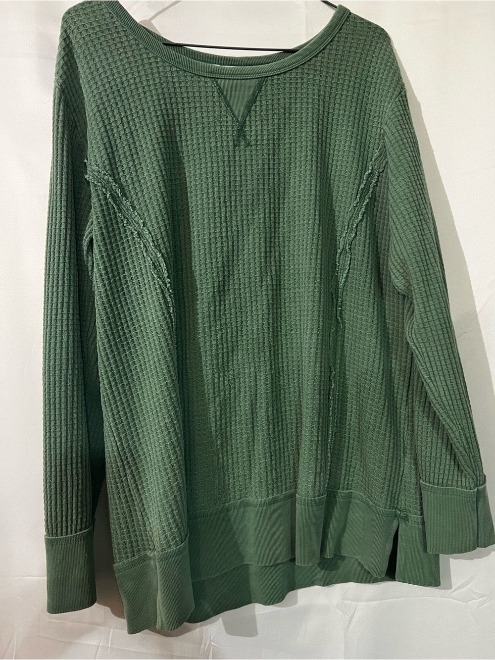 Women’s Waffle-Knit Crewneck Sweater - Olive Green